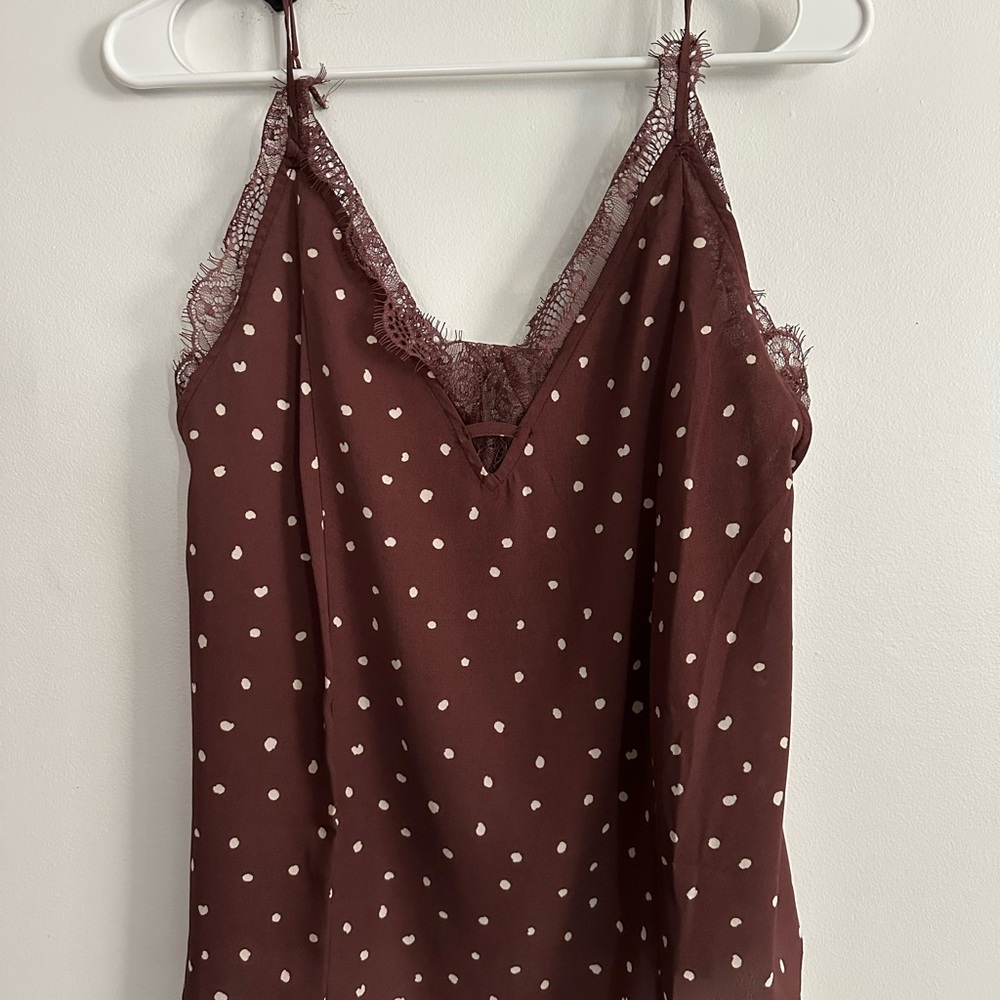 Blu Pepper Brown Lace Detail Top